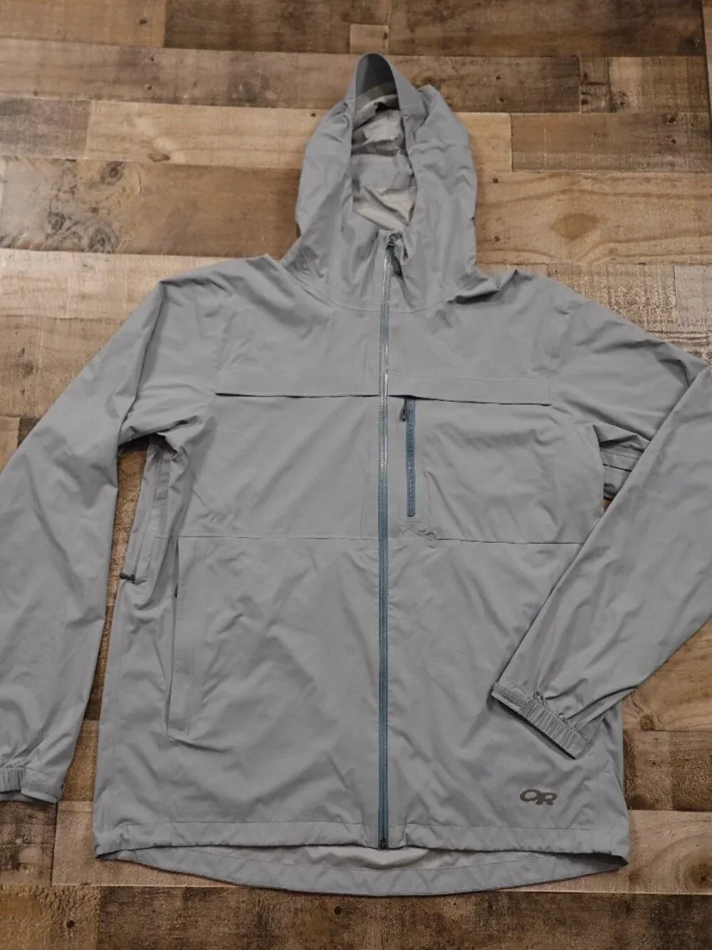 Outdoor Research Prologue Storm Jacket Men’s XXL Powder Blue Hooded Rain Shell